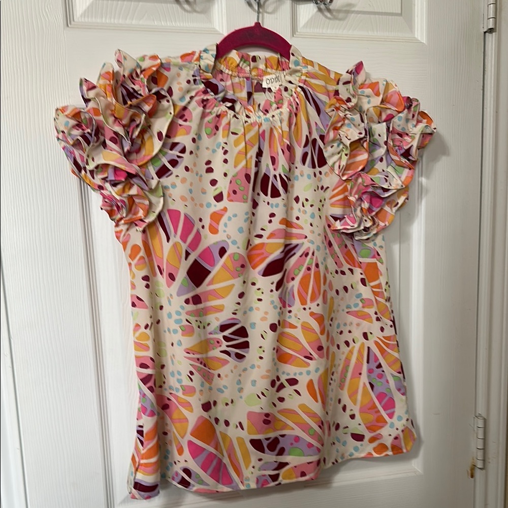 Oddy Colorful Ruffle Sleeve Blouse